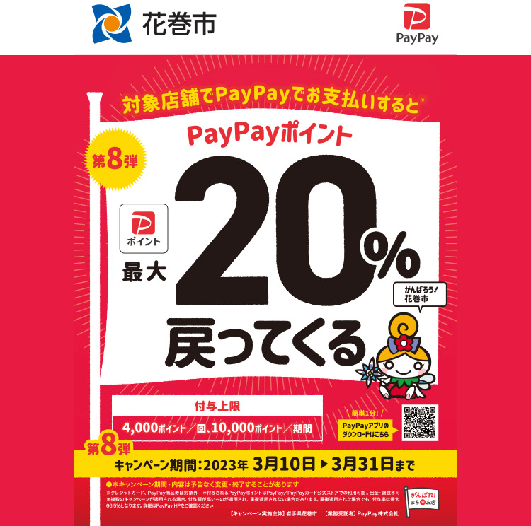 PayPay20%戻ってくる